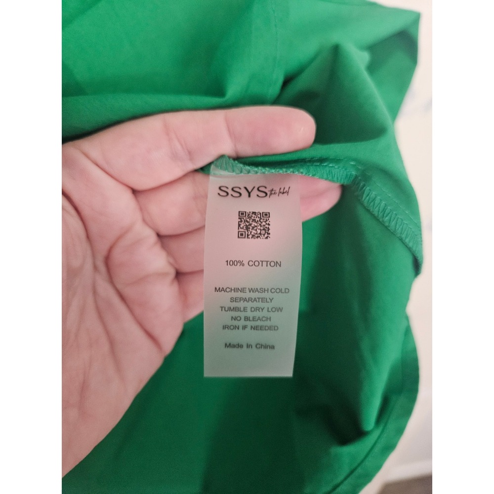 SSYS The Label Green Ruffle Butterfly Sleeve Cotton Poplin Mini Dress Tunic M - Picture 4 of 7